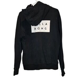 BillaBong‎ Hoodie Mens Black Graphic Front & Back Heavyweight Size Small